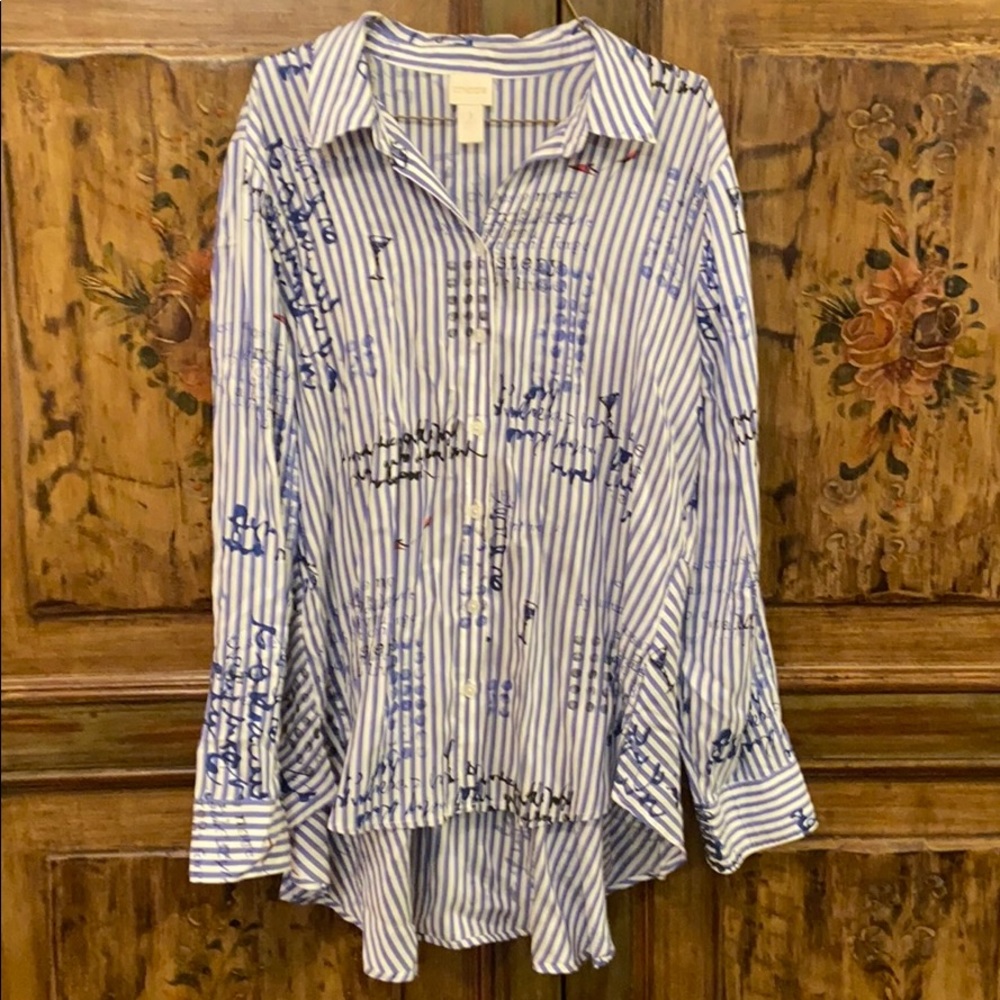 Chico's Blue Striped Blouse
